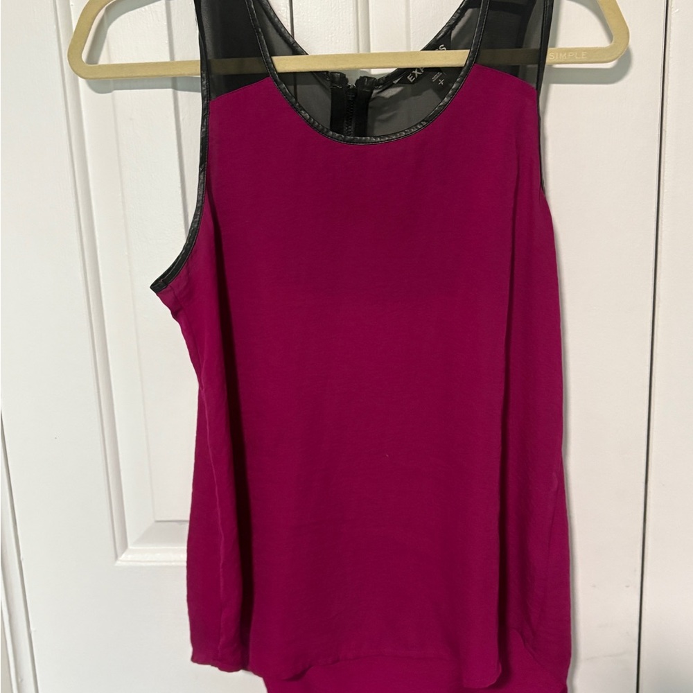 Express Fuchsia Sleeveless Blouse with Black Accents